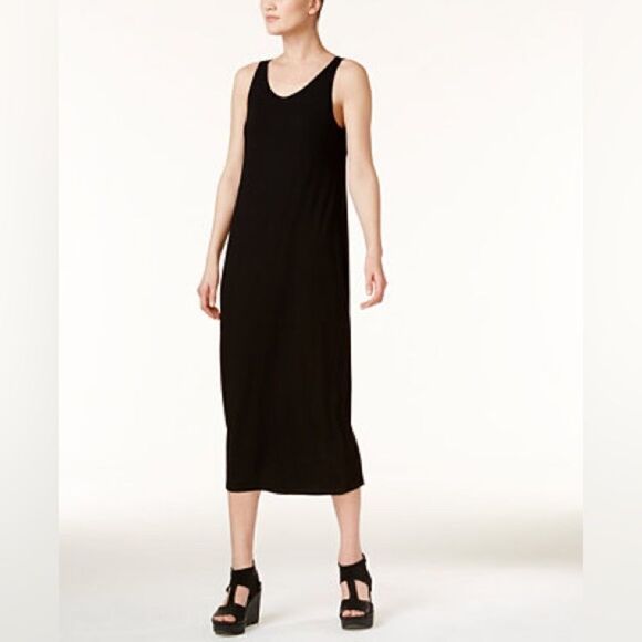 Eileen Fisher Stretch Silk Scoop-Neck Midi Dress - Picture 1 of 8